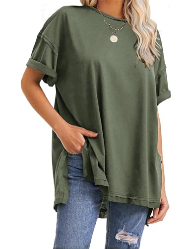 EXLURA Womens Summer Oversized T Shirts 2024 Casual Short